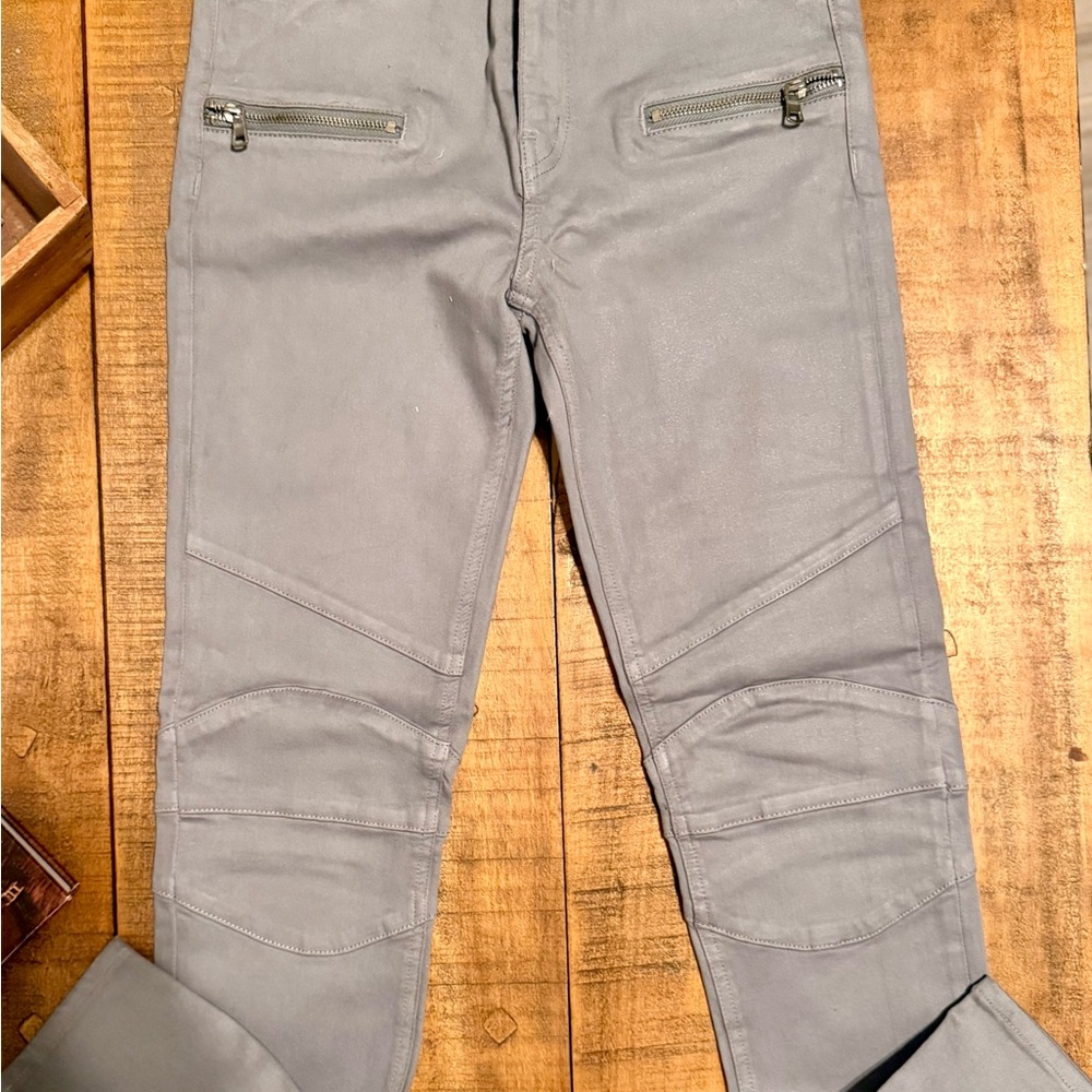 Hudson Jeans Barbara Super Skinny Moto Grey